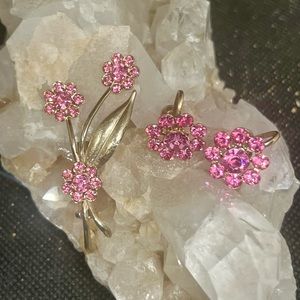 Vintage Flower Brooch w/Screwback earrings